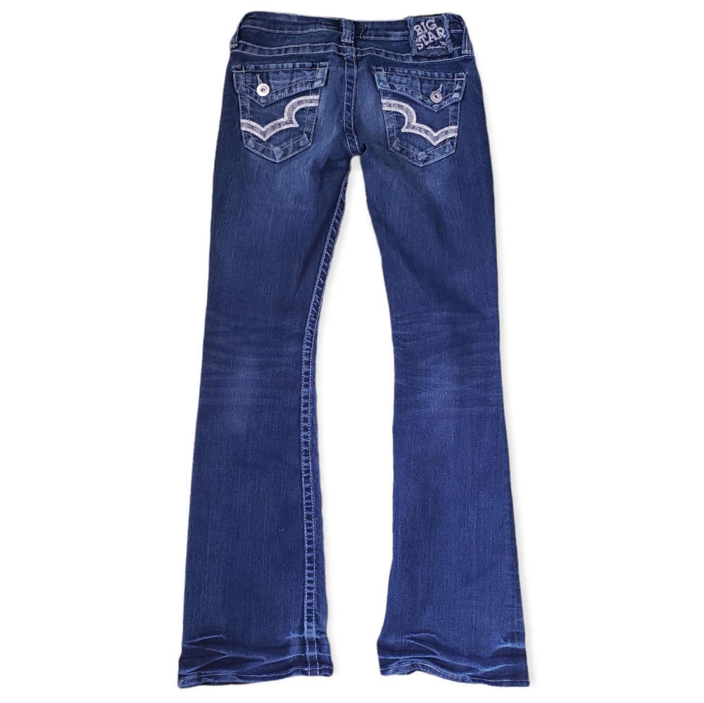 Big Star Dark Wash Sweet Ultra Low Rise Flare Jeans Womens Size 27 L